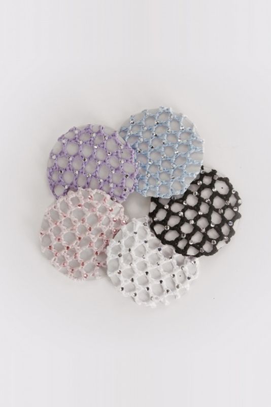 Bun cover with faux rhinestones. 